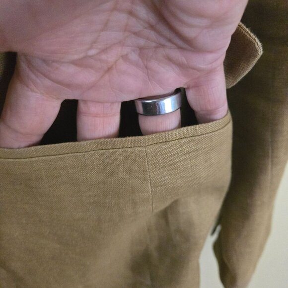 Banana Republic 100% Linen Iced Latte Double-Breasted Blazer Size 4 - Picture 4 of 7